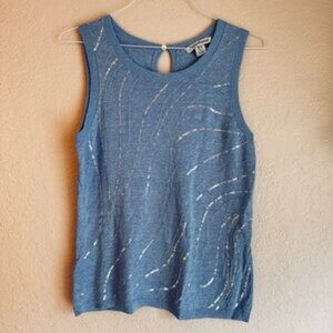Tommy Bahama Blue Sleeveless Knit Top – Subtle Metallic Detail, Size M